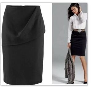 Women's CABI #3099 BLACK OVERLAY PENCIL SKIRT SIZE 4